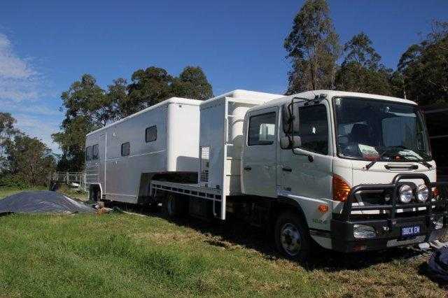 Horse Transport for sale QLD 2008 Macro 3 Horse Gooseneck Trailer and Hino Truck